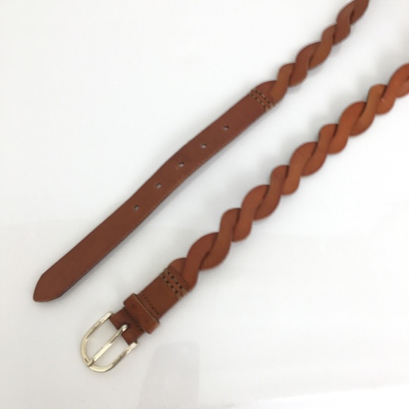 Women’s Thin Brown Twisted Braided Leather Belt Preppy - Picture 3 of 8